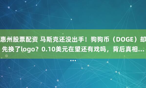 惠州股票配资 马斯克还没出手！狗狗币（DOGE）却先换了logo？0.10美元在望还有戏吗，背后真相...